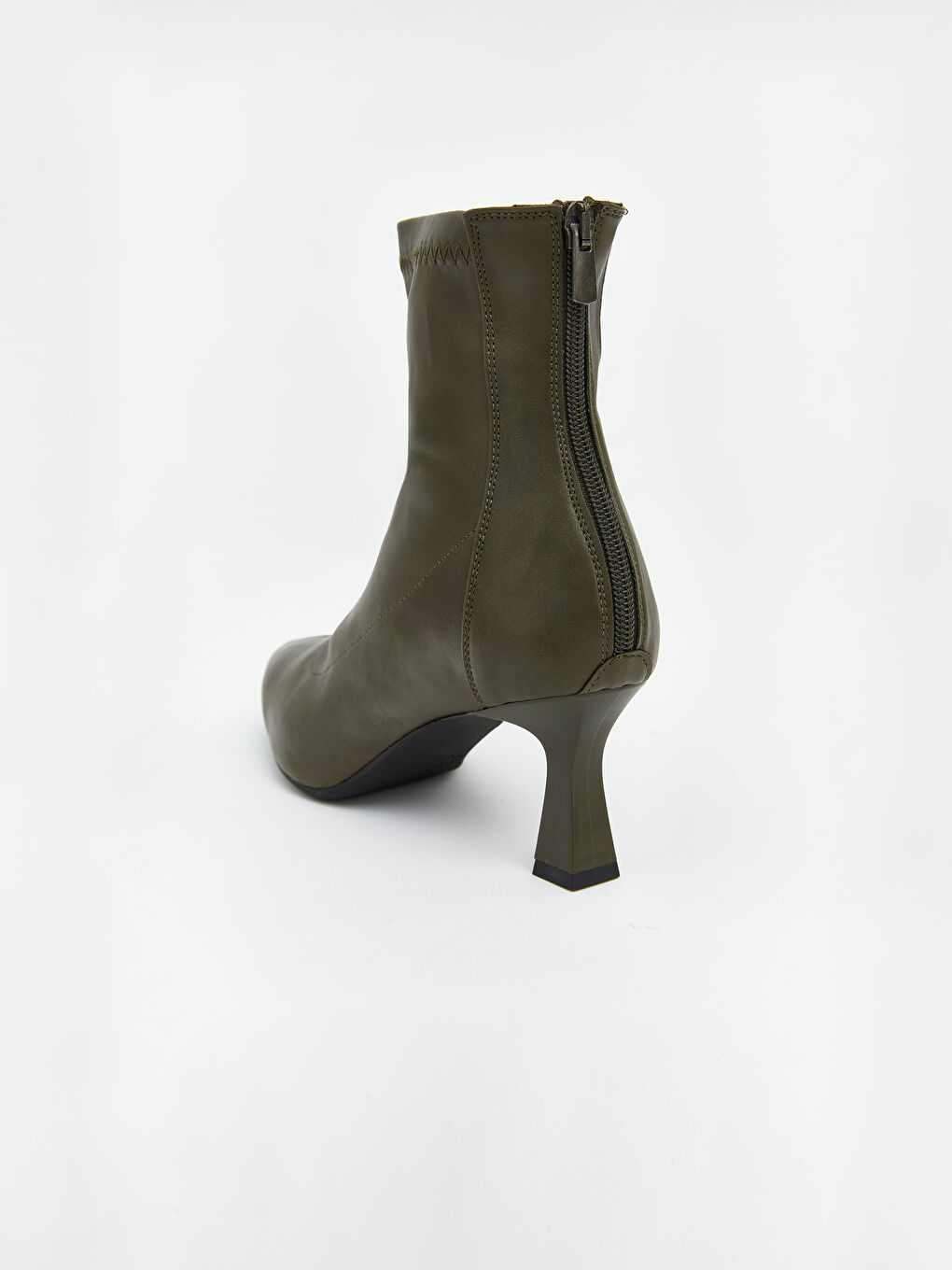 Yeşil Deri Görünümlü Kadın Topuklu Bot-4