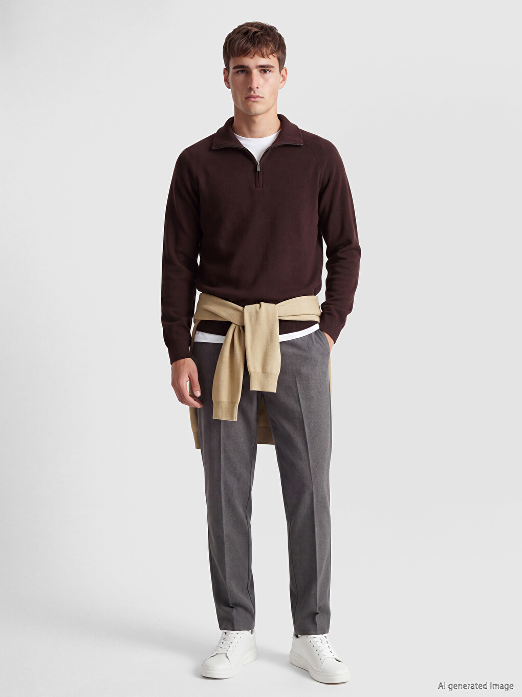 Zippered Polo Collar Men's Knitwear Sweater-1