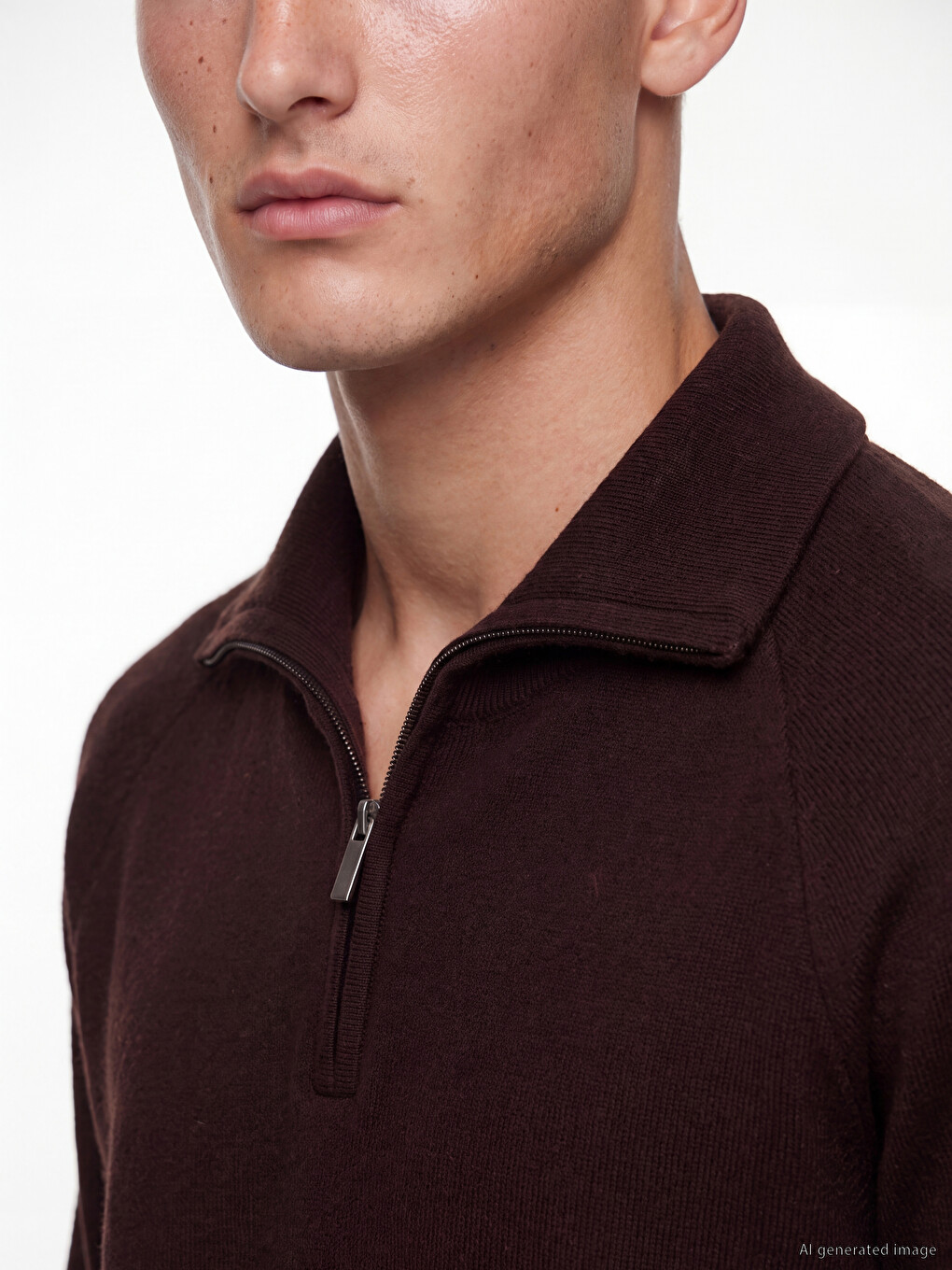 Zippered Polo Collar Men's Knitwear Sweater-2