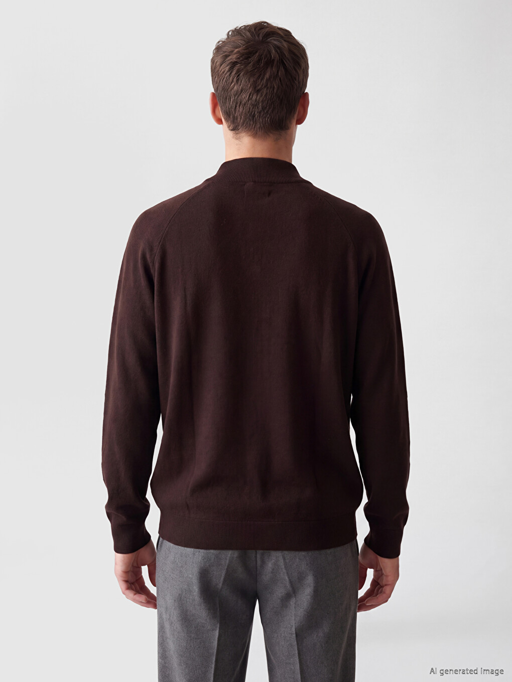 Zippered Polo Collar Men's Knitwear Sweater-3