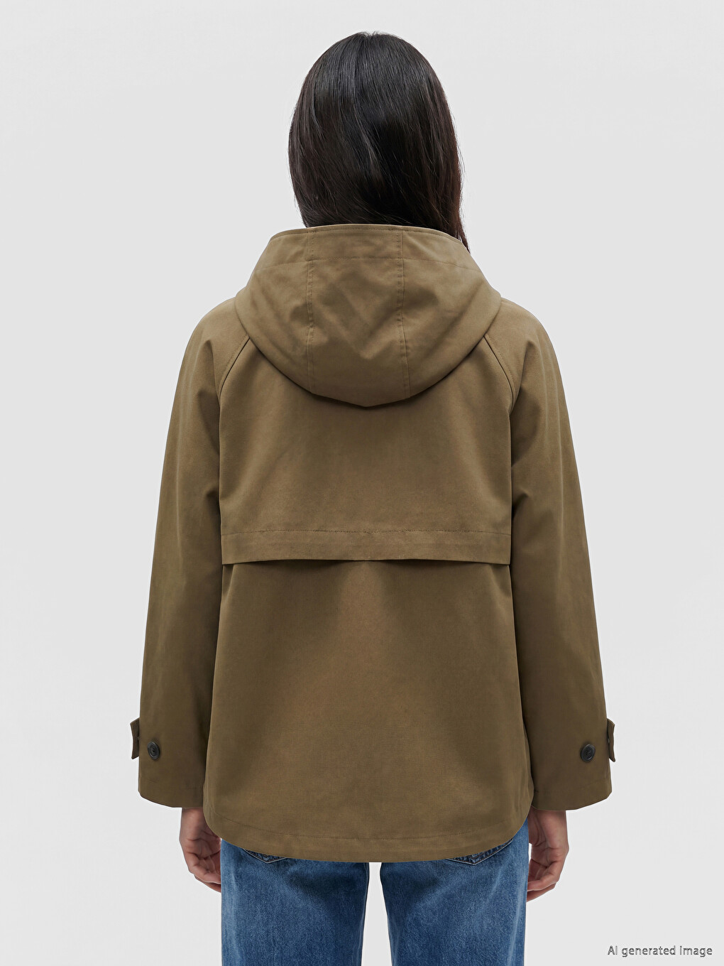 Bej Kapüşonlu Oversize Kadın Ceket-3