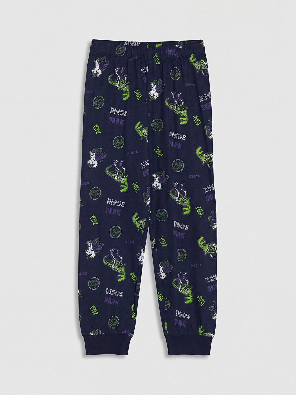 Lacivert Bisiklet Yaka Baskılı Erkek Çocuk Pijama Takım-3
