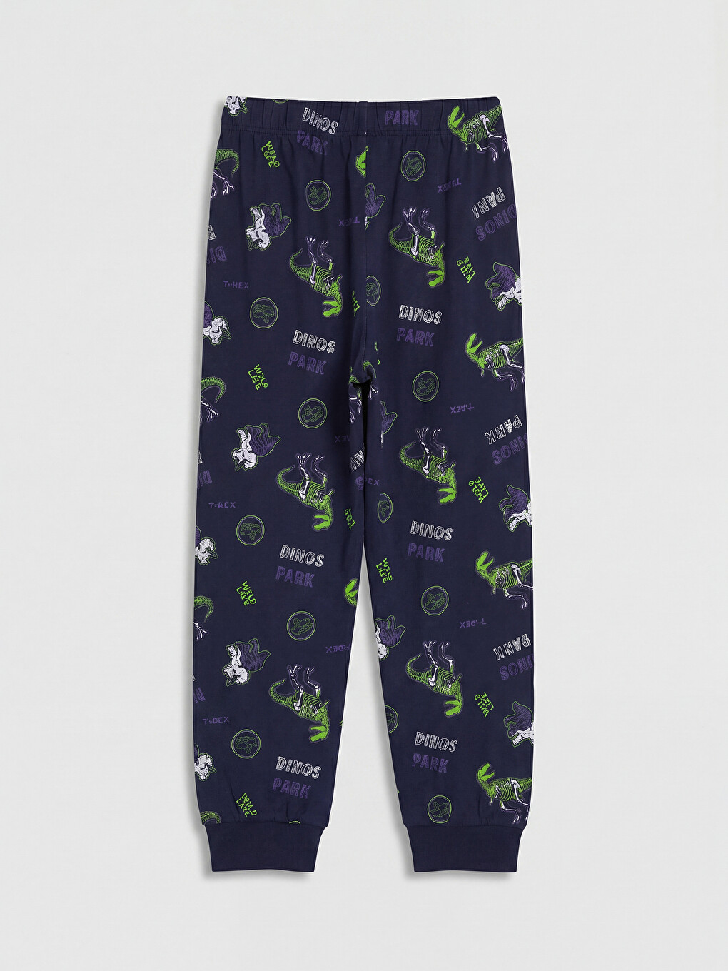 Lacivert Bisiklet Yaka Baskılı Erkek Çocuk Pijama Takım-4