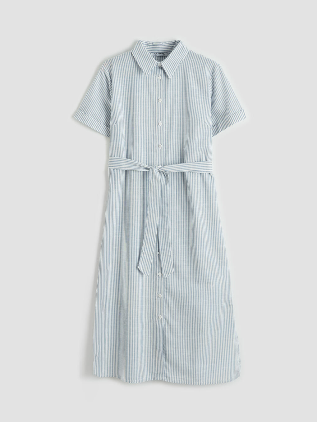 Полосатое платье-рубашка А-силуэта из поплина-3
