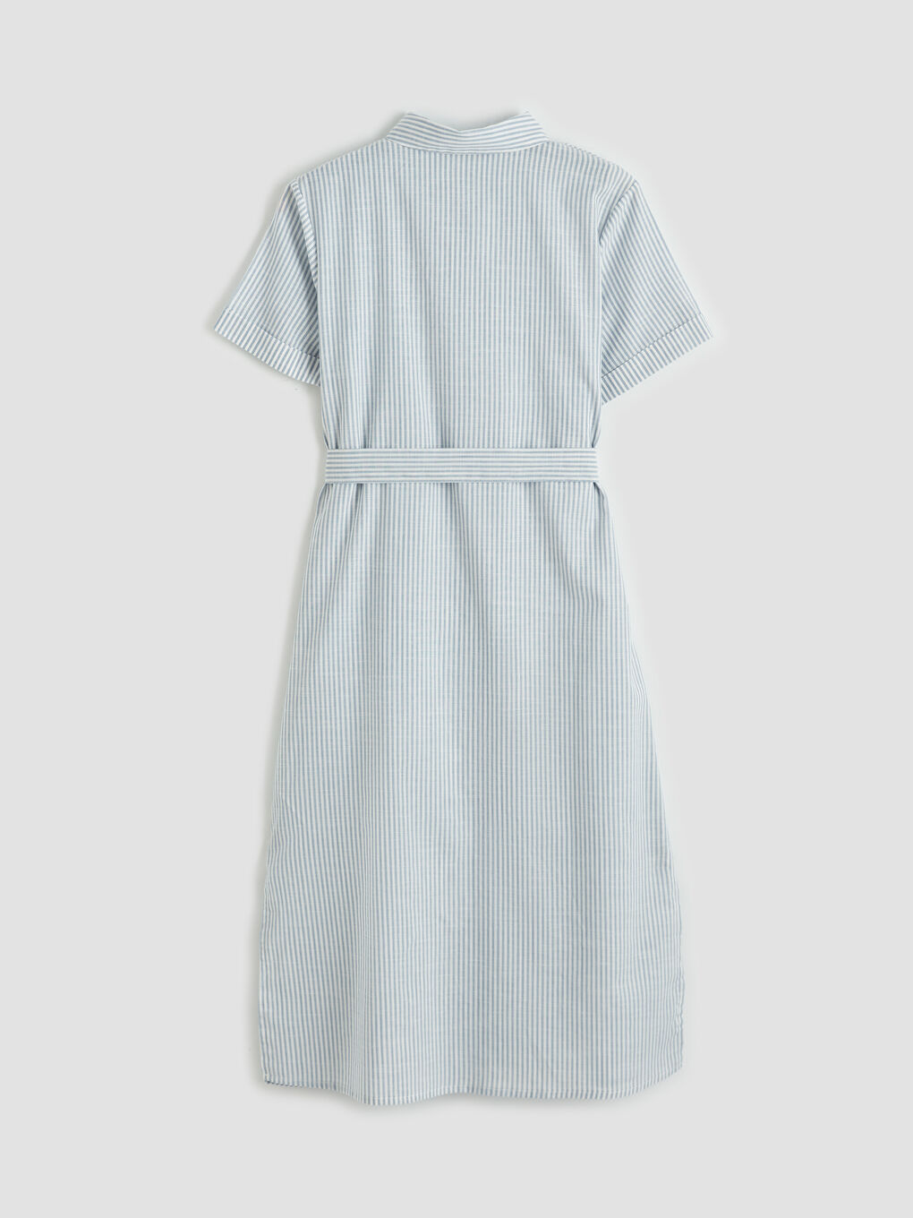 Полосатое платье-рубашка А-силуэта из поплина-4