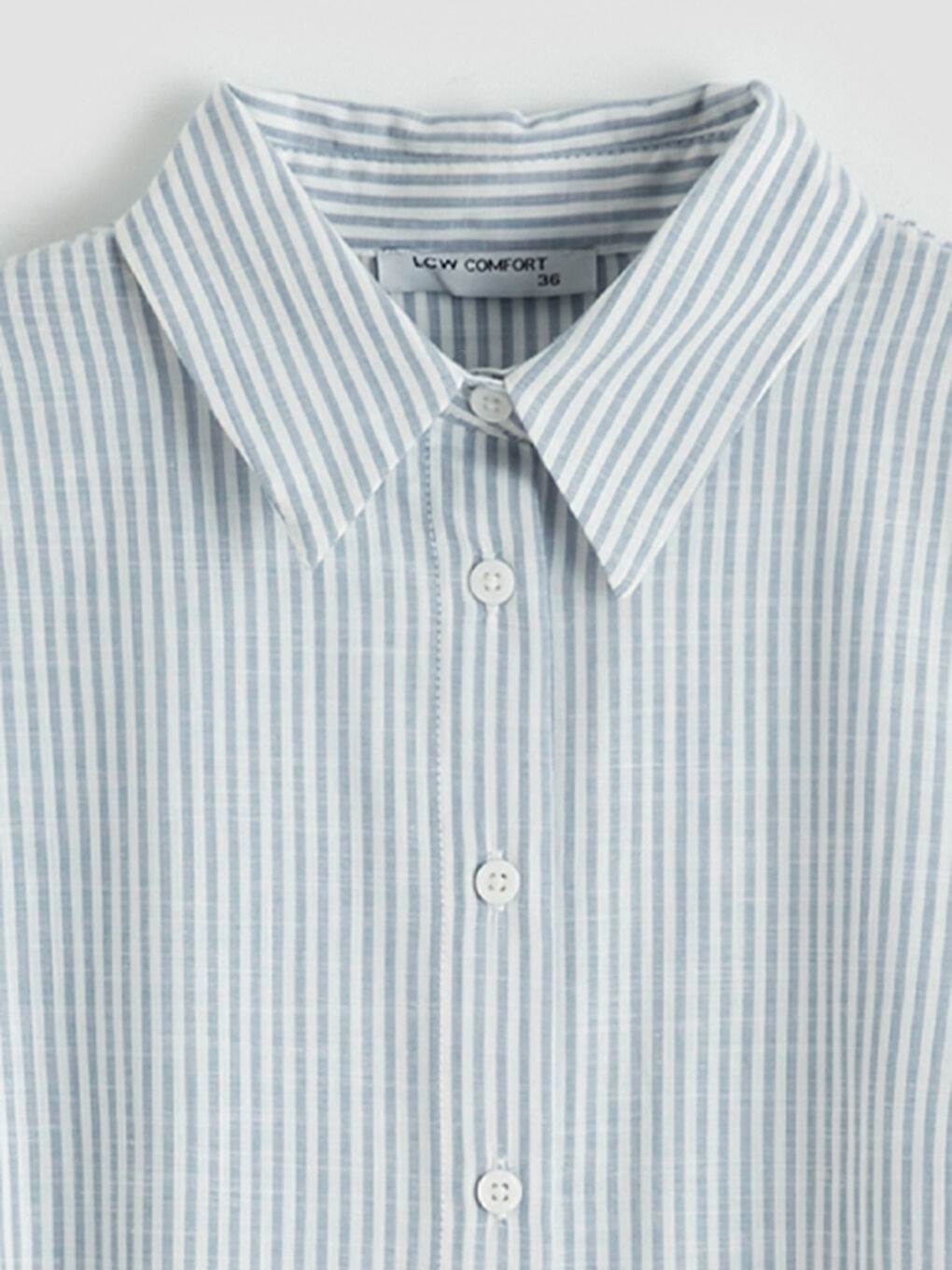 Полосатое платье-рубашка А-силуэта из поплина-5