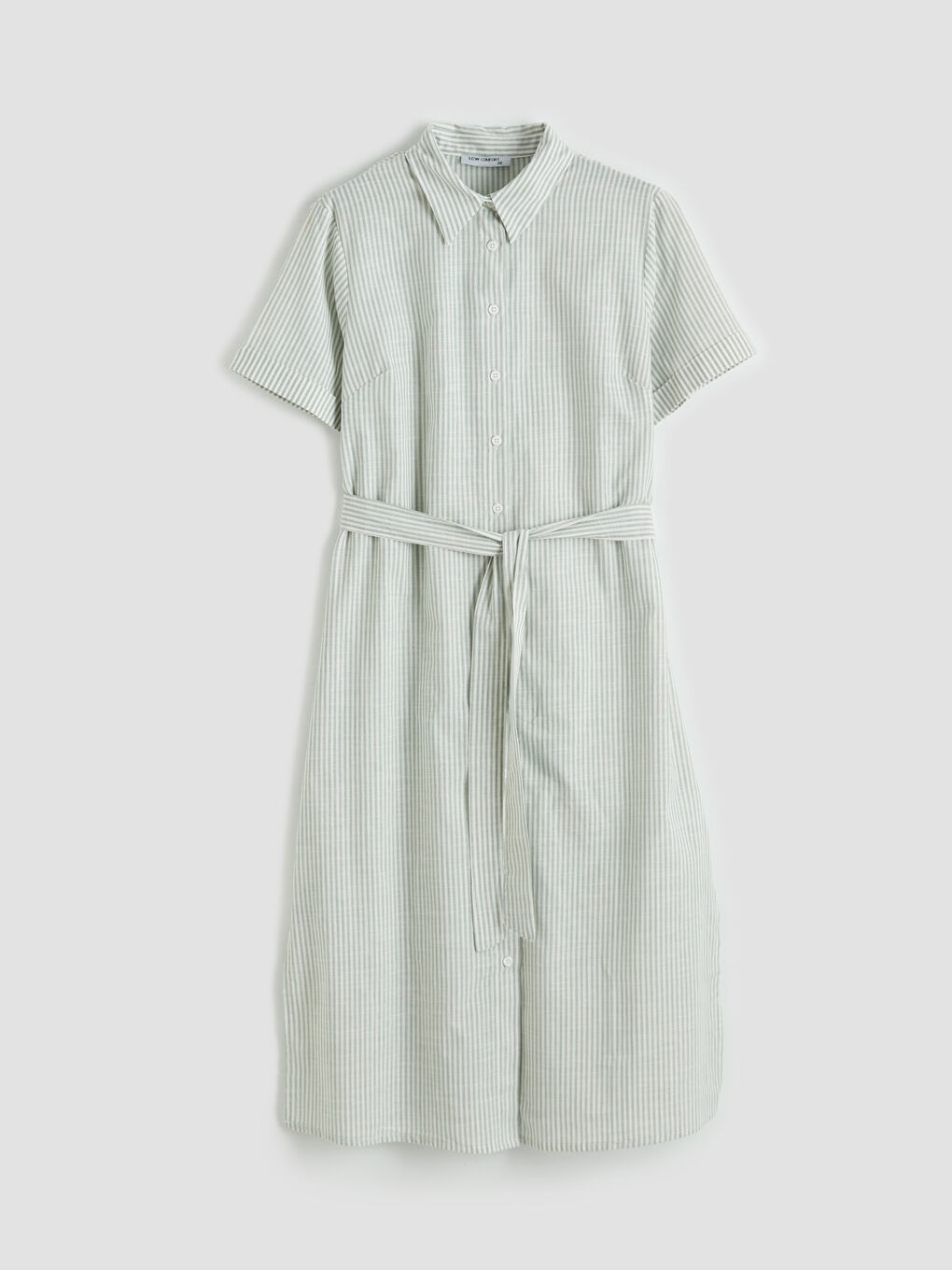 Полосатое платье-рубашка А-силуэта из поплина-3