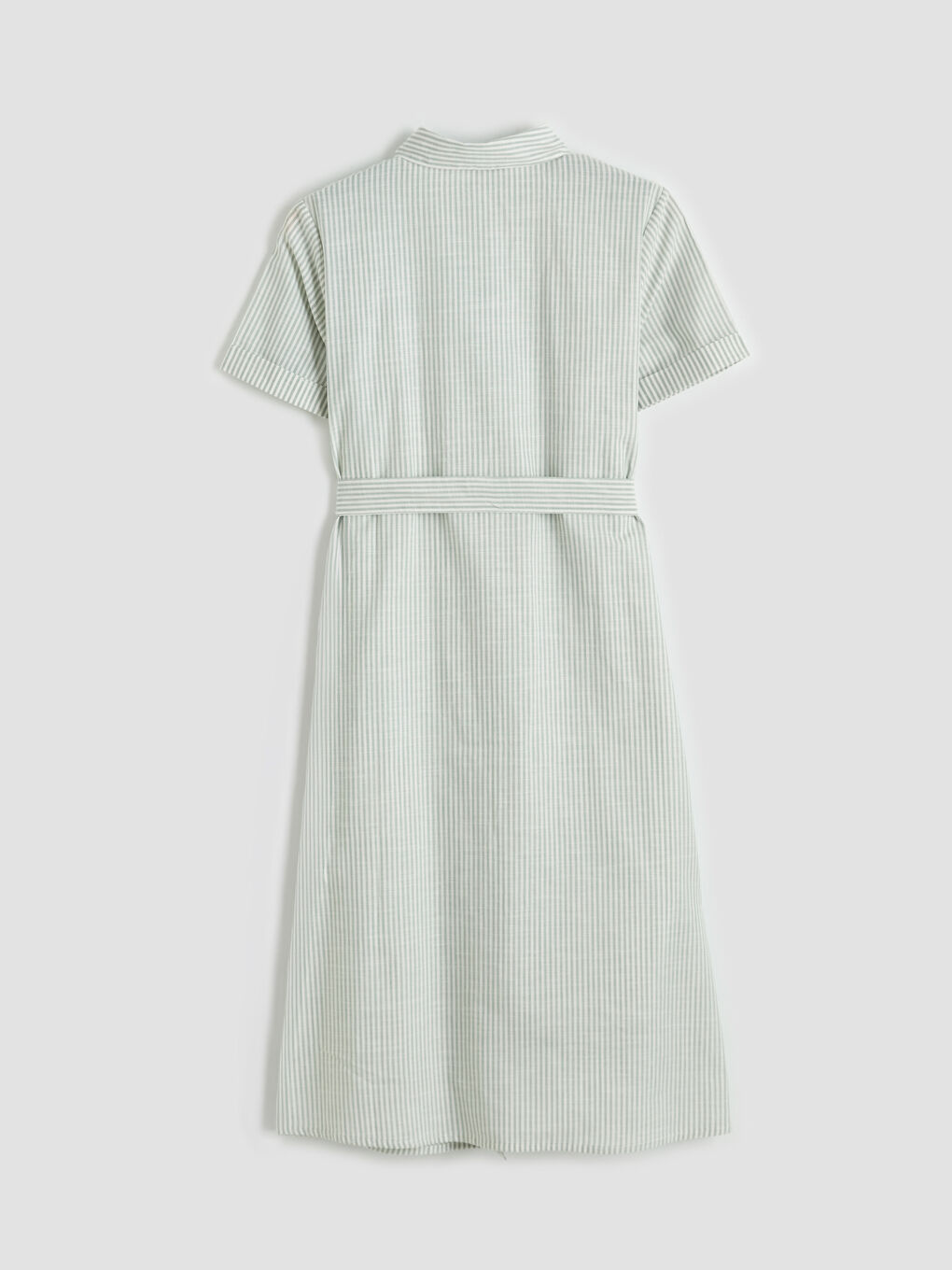 Полосатое платье-рубашка А-силуэта из поплина-4