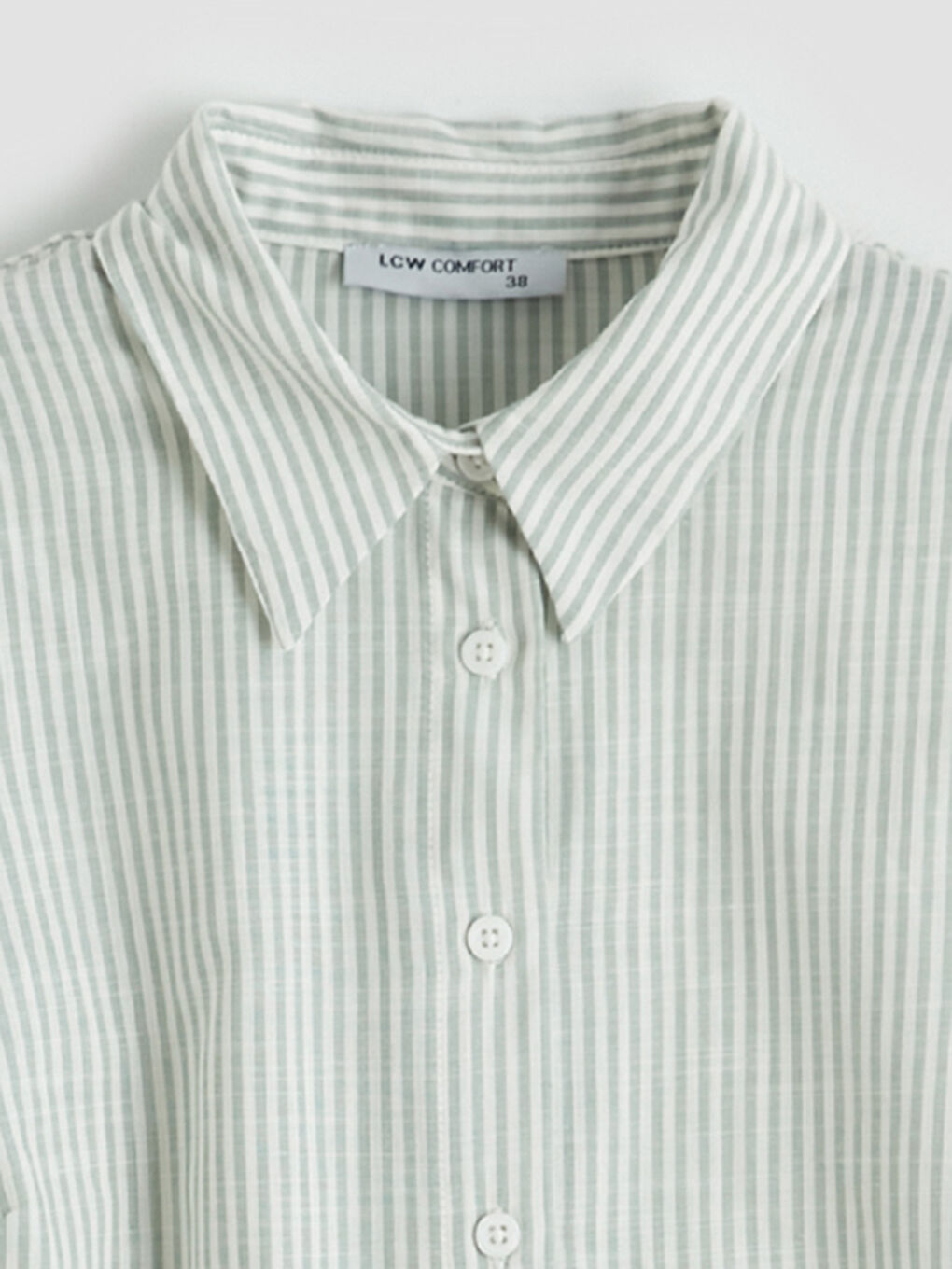 Полосатое платье-рубашка А-силуэта из поплина-5