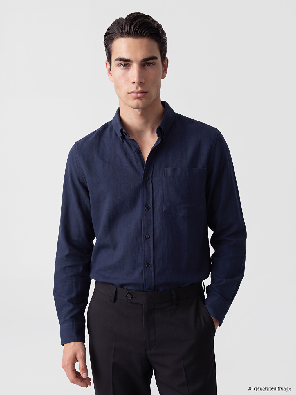 İndigo Regular Fit Armürlü Erkek Gömlek
