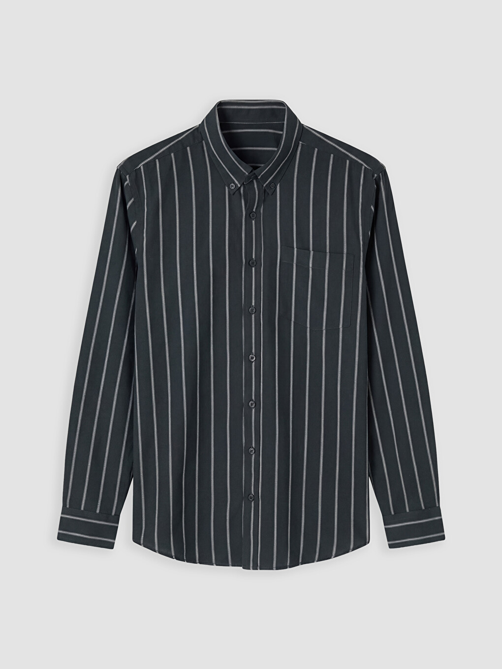 Regular Fit Gestreiftes Oxford Herrenhemd
