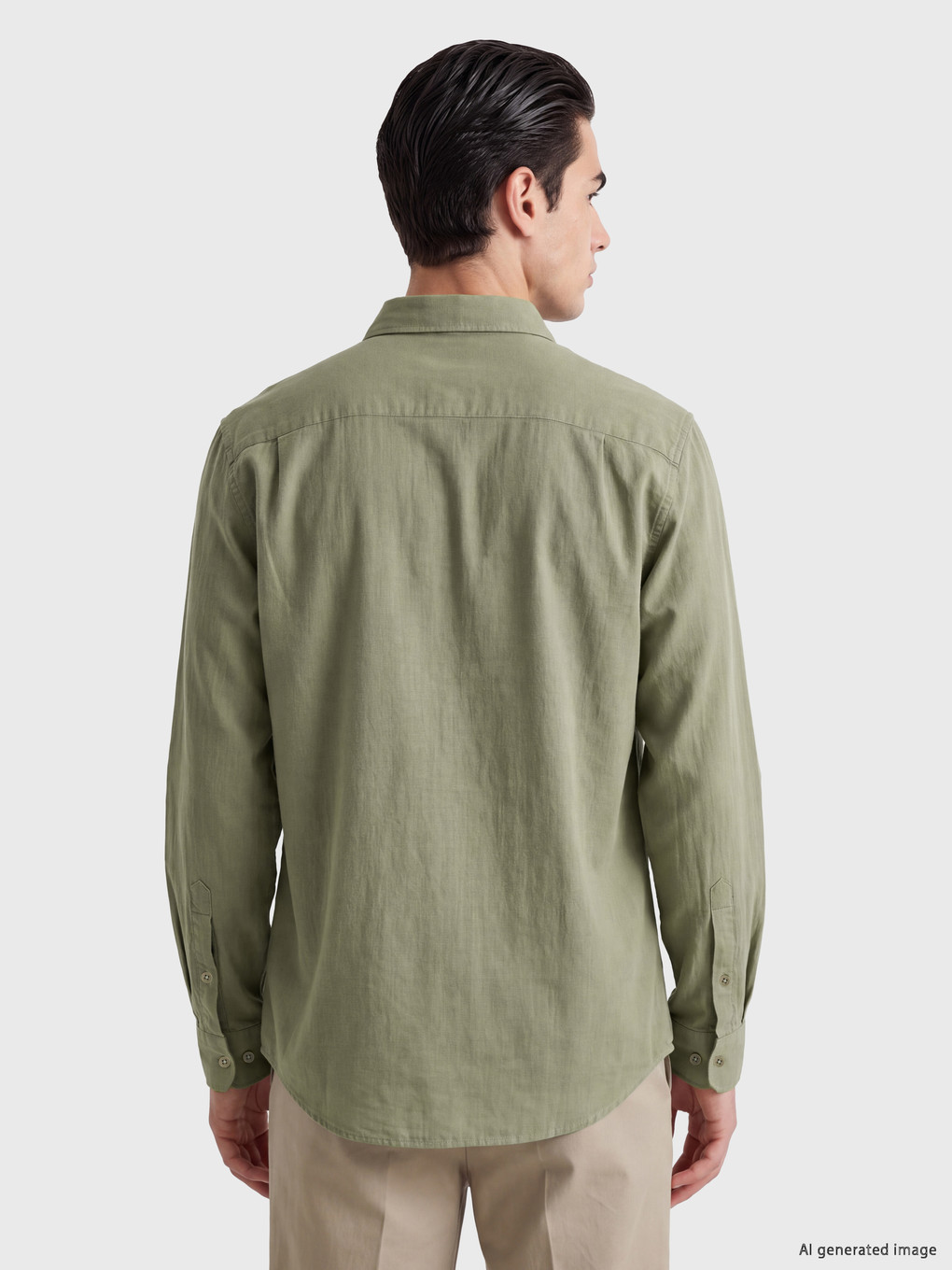 Yeşil Regular Fit Armürlü Erkek Gömlek-2