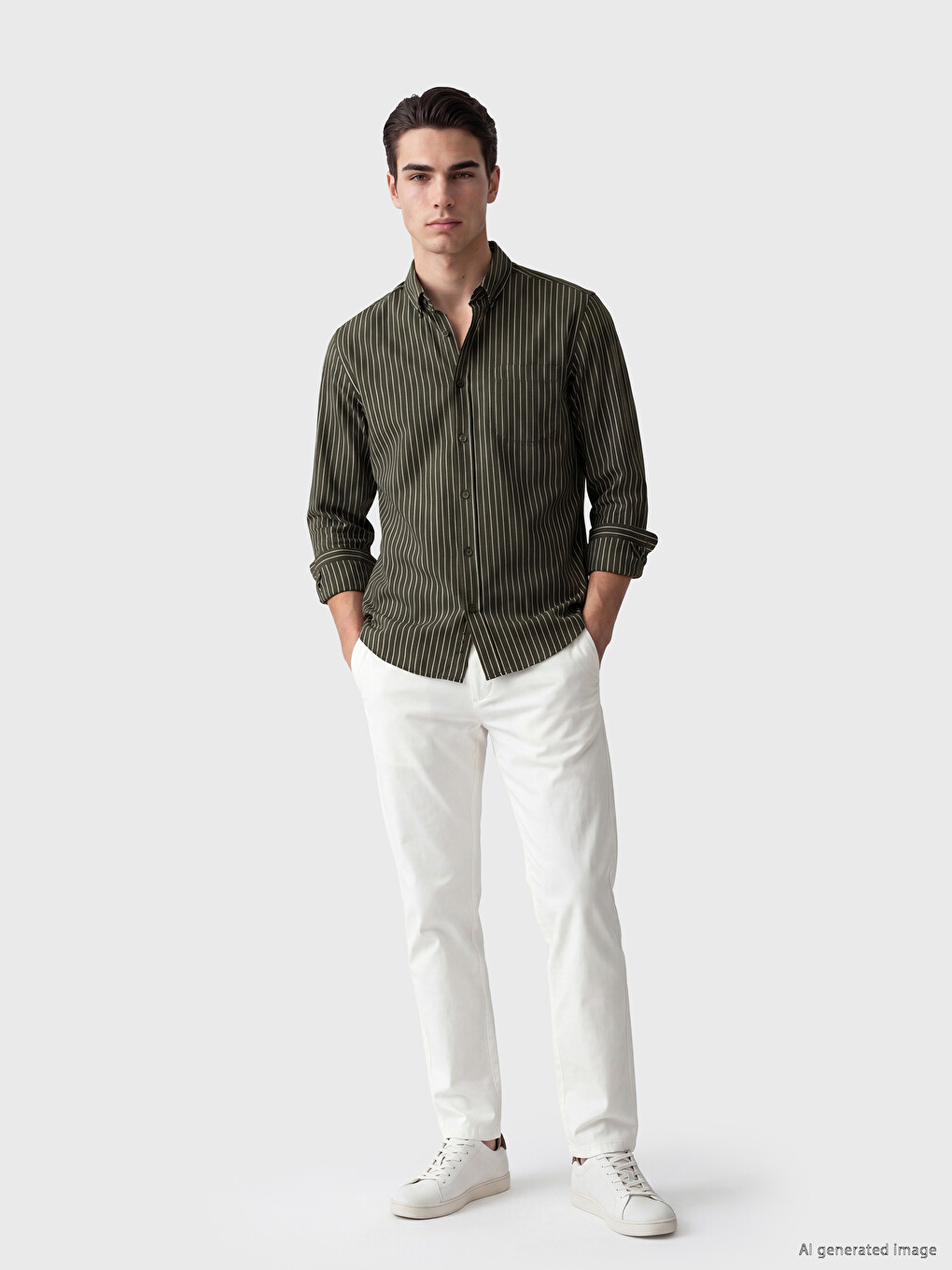 Standard Fit Striped Gabardine Men's Shirt-1