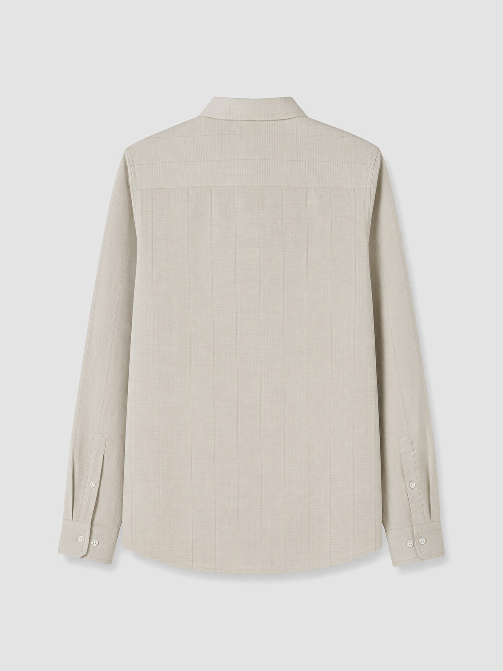 Bej Regular Fit Çizgili Gabardin Erkek Gömlek-2