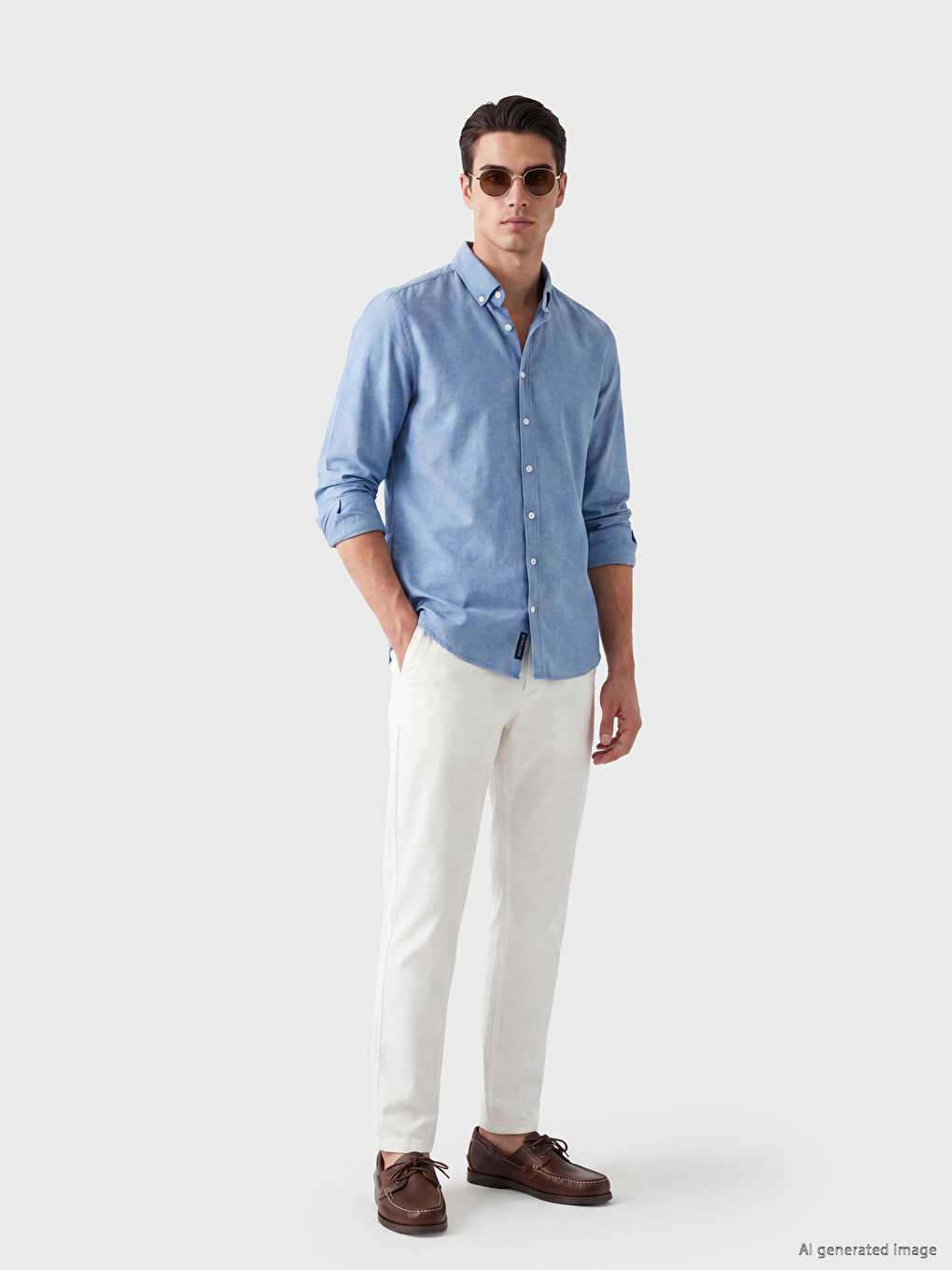 Schlank Oxford Herrenhemd-1