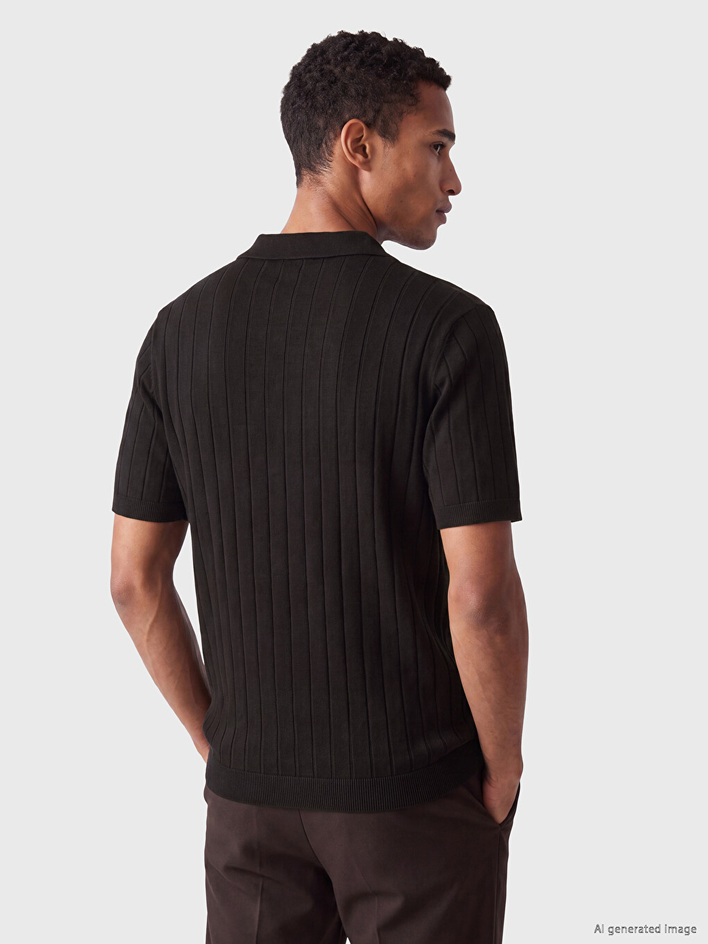 Mashkull Ngjyre Kafe T-shirt-2