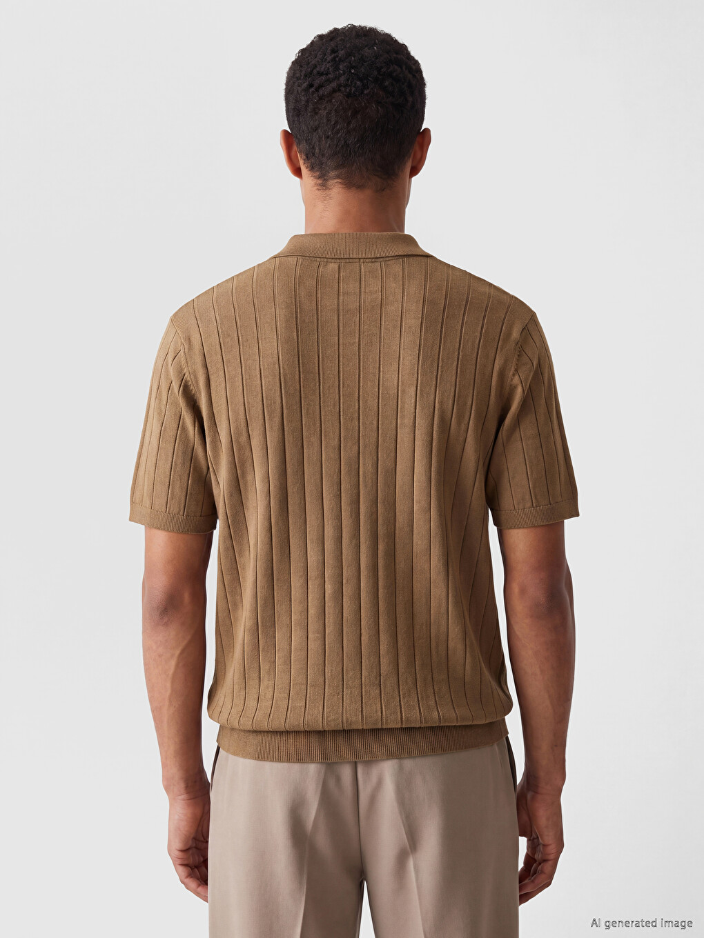 Mashkull Ngjyre Kafe T-shirt-3