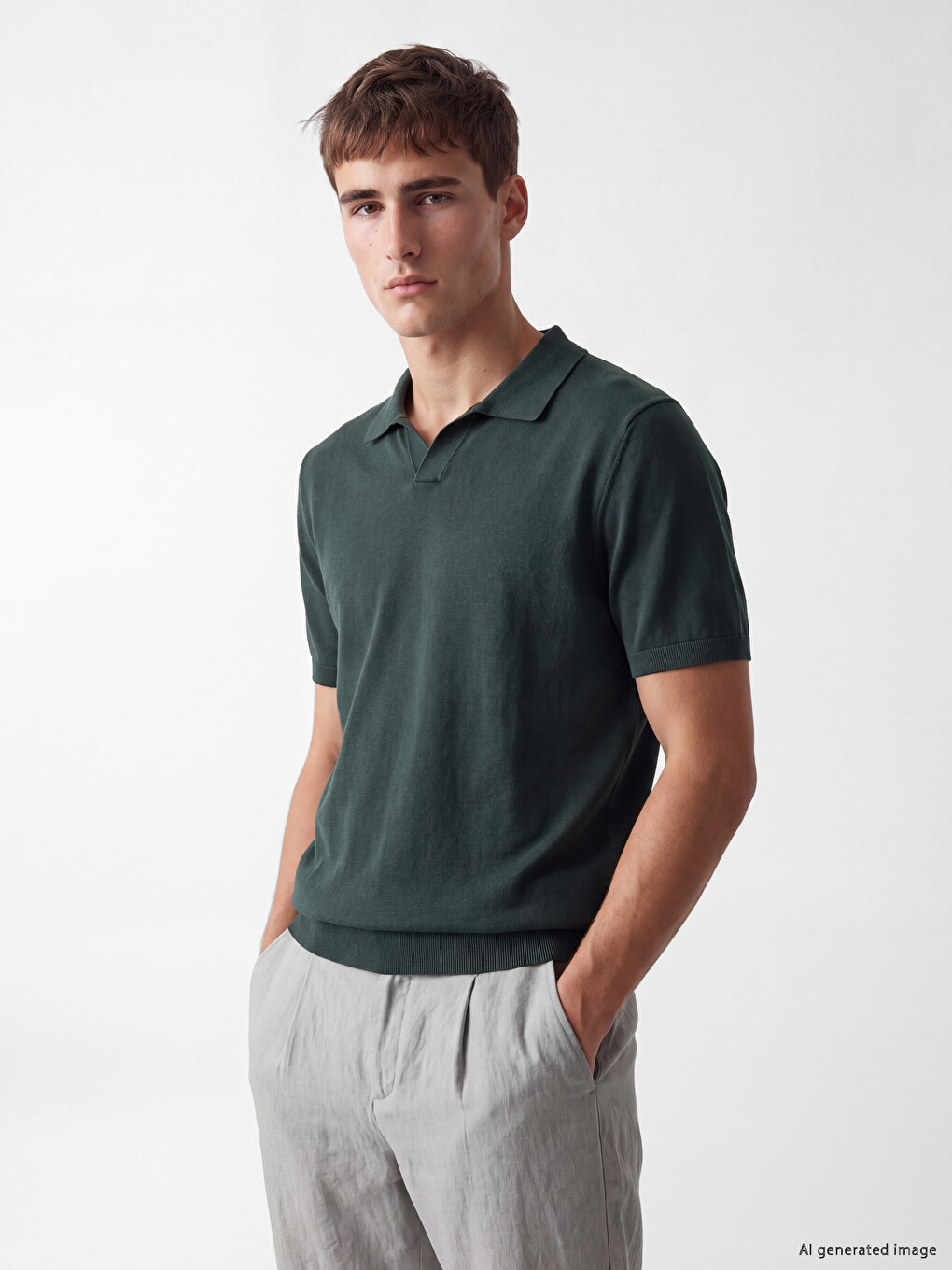 Short Sleeve Polo Collar Men's Knitwear Sweater