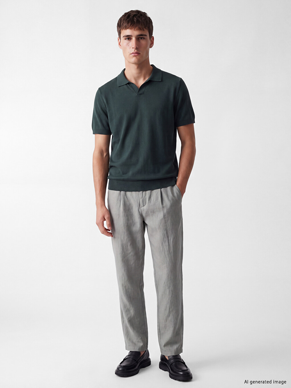 Short Sleeve Polo Collar Men's Knitwear Sweater-1