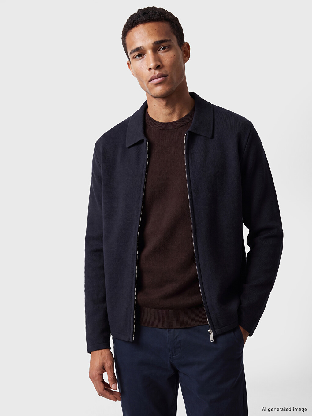 Polo Collar Men's Knitwear Cardigan