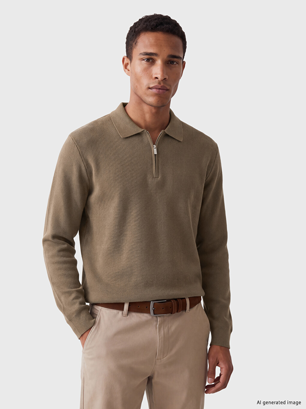 Polo Collar Men's Knitwear Sweater