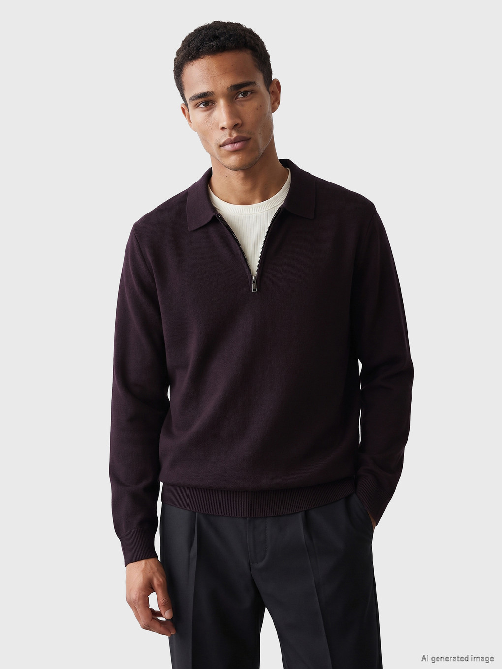 Polo Collar Men's Knitwear Sweater