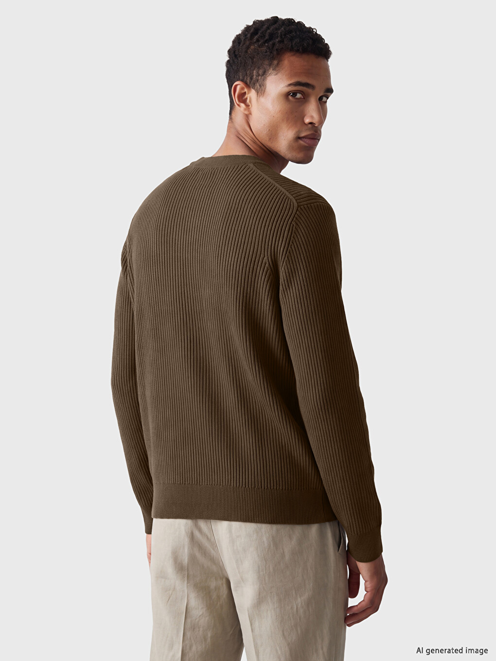 Haki Regular Fit V Yaka Erkek Triko Hırka-2
