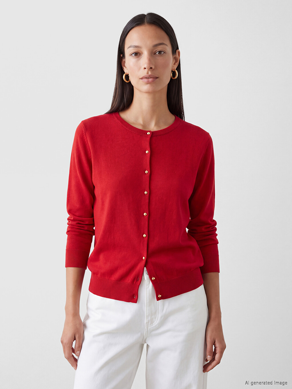 Crew Neck Women's Knitwear Cardigan