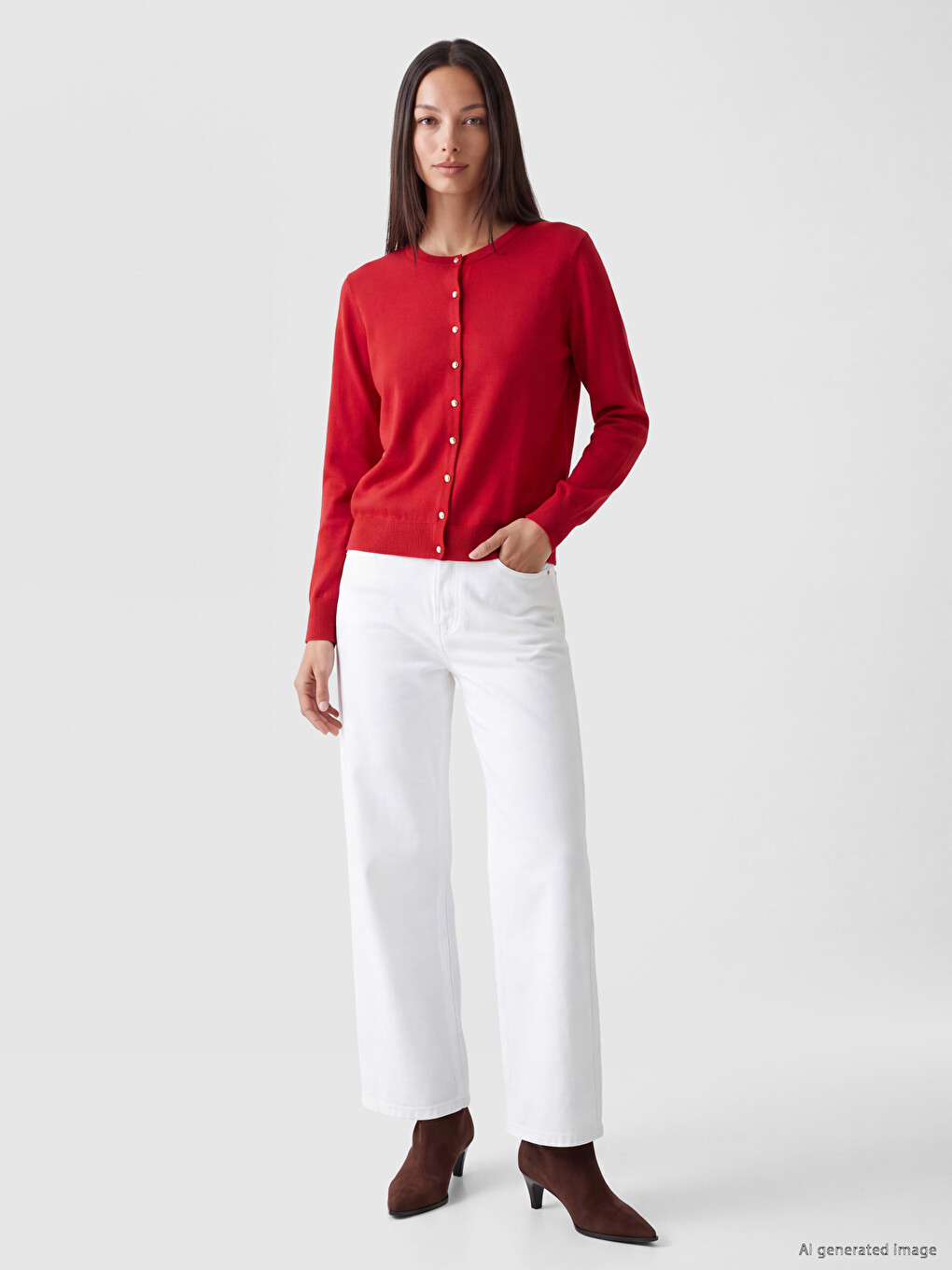 Crew Neck Women's Knitwear Cardigan-1