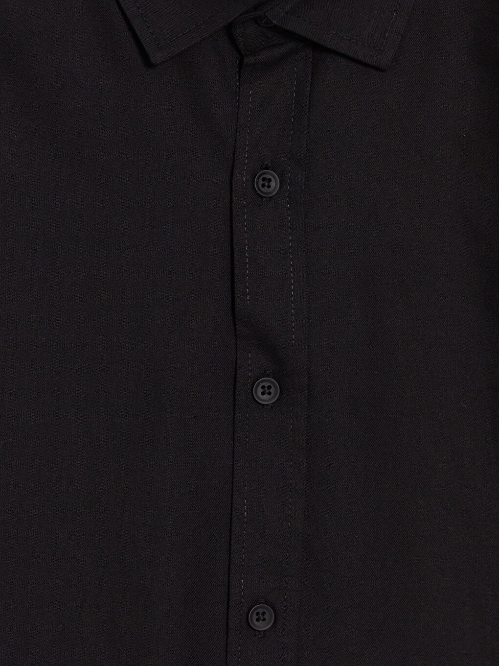 Siyah Relax Fit Gabardin Erkek Gömlek-5