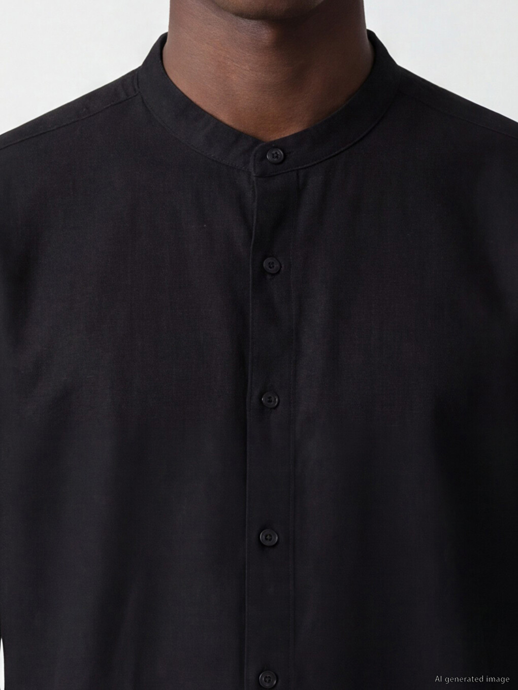 Regular Fit Grandad Collar Poplin Men's Shirt-2