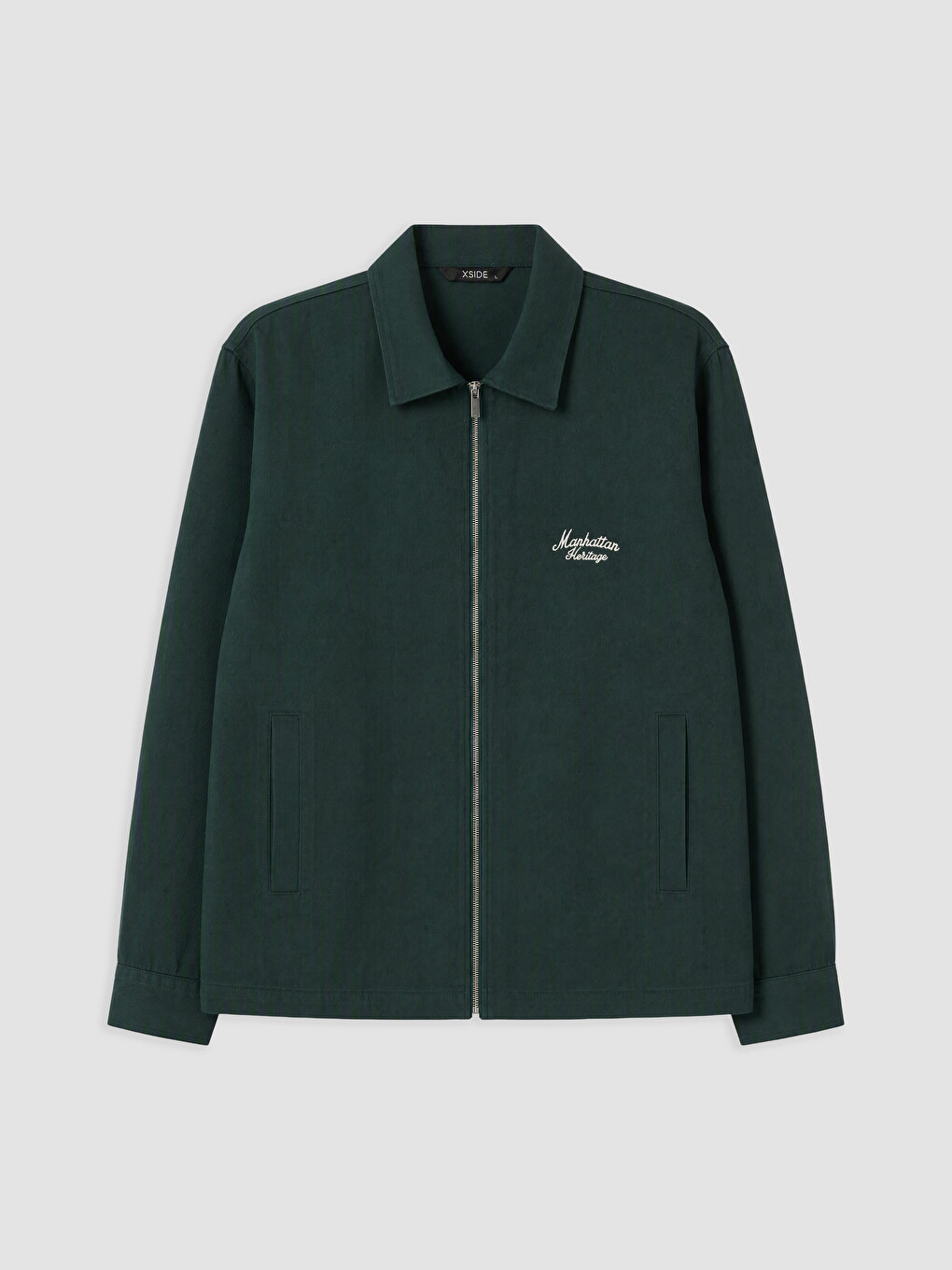 Yeşil Relax Fit Nakışlı Erkek Gabardin Gömlek Ceket-4