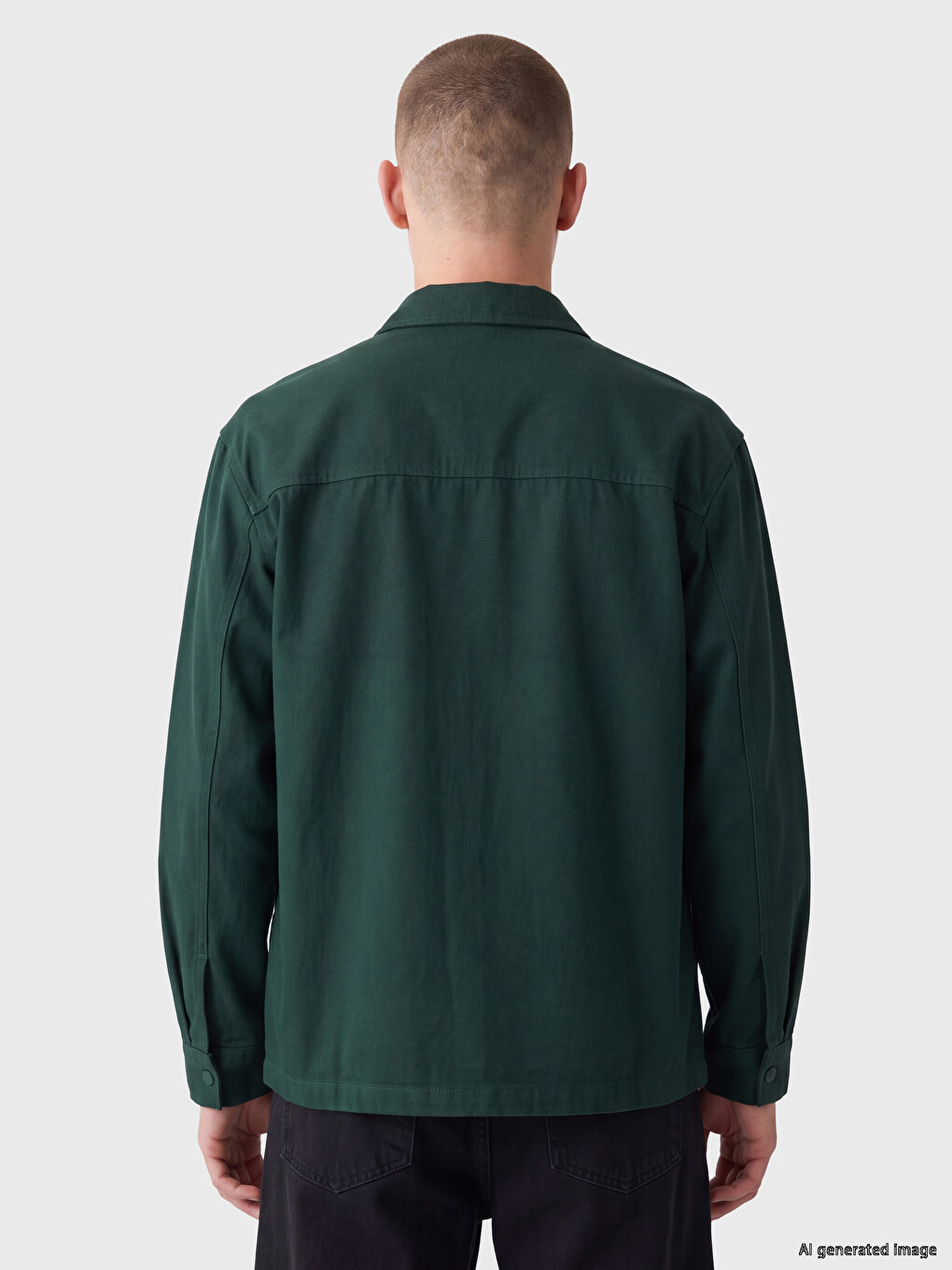 Relax Fit Embroidered Men's Gabardine Shirt Jacket-3