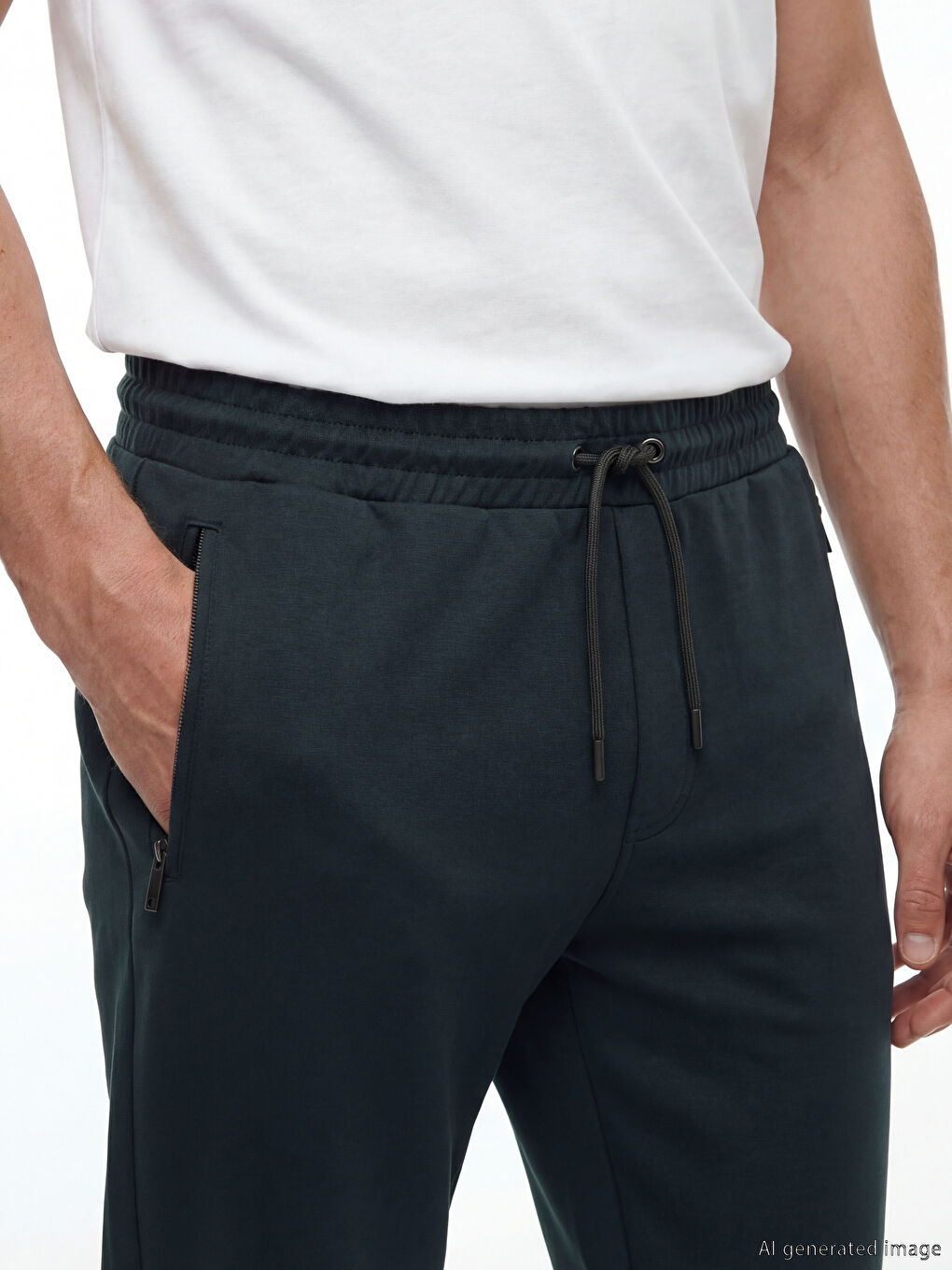 Siyah Standart Kalıp Erkek Eşofman Altı-2