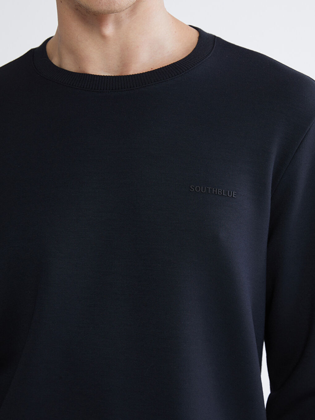 Siyah Biaiklet Yaka Erkek Sweatshirt-2