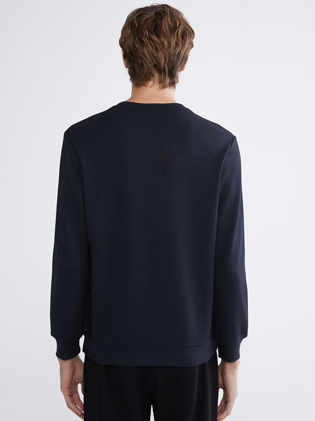 Siyah Biaiklet Yaka Erkek Sweatshirt-3