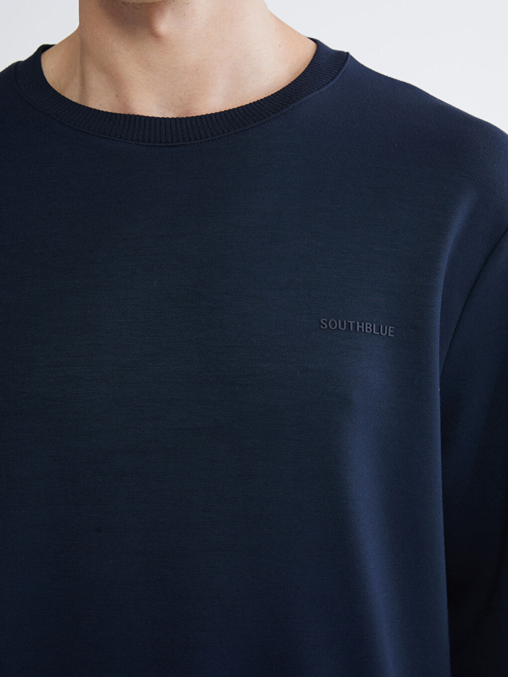 Lacivert Biaiklet Yaka Erkek Sweatshirt-2