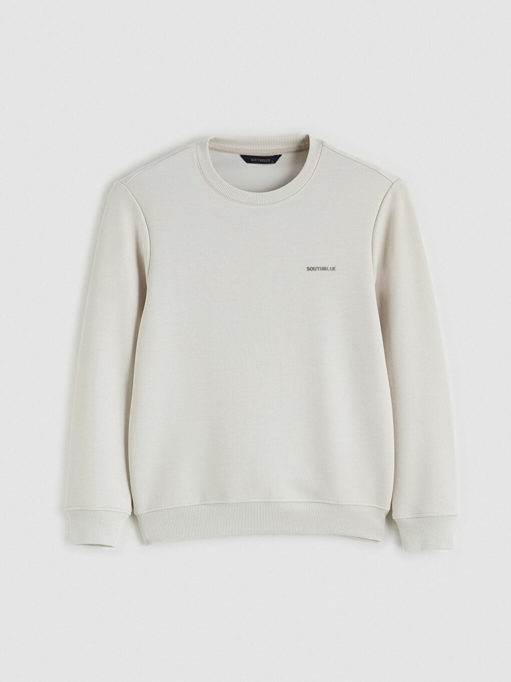 Bej Biaiklet Yaka Erkek Sweatshirt-3