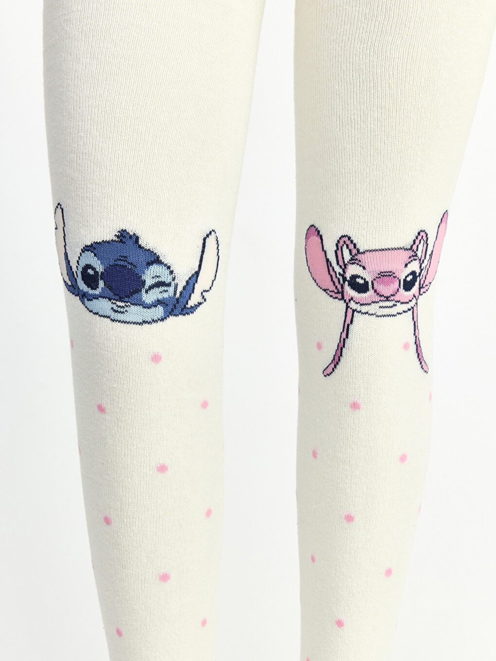 Ekru Stitch Ve Angel Desenli Kız Çocuk Külotlu Çorap-3