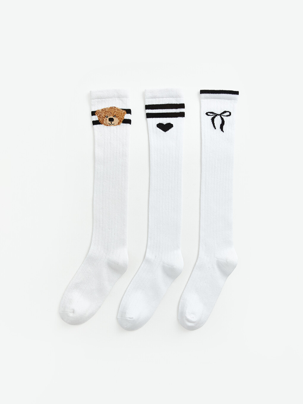 Patterned Girls' Knee Socks 3-pack