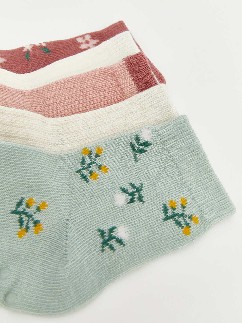 Floral Patterned Baby Girls' Ankle Socks 5 Pack-5