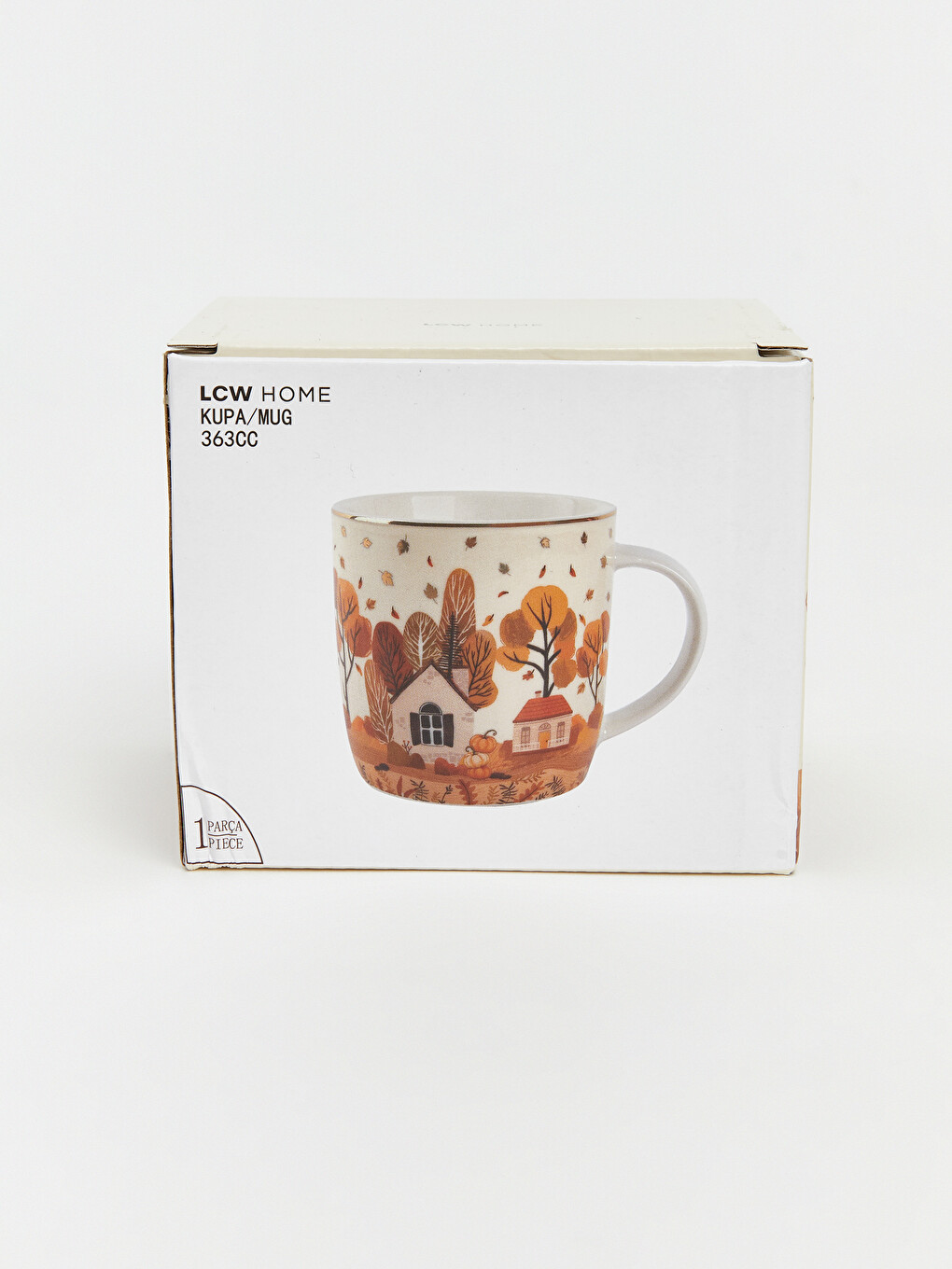 Kahverengi Sonbahar Temalı Porselen Kupa 363 Ml-4