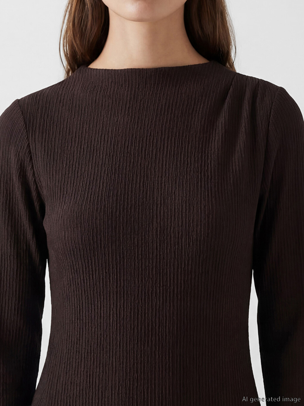 Women's Mock Neck Ribbed A-Line Dress-2
