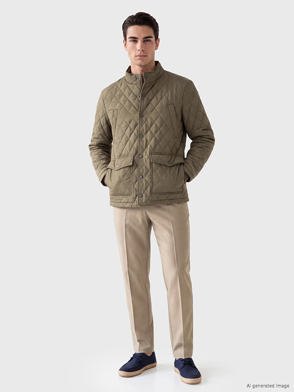 Man Beige Puffer Coat-1