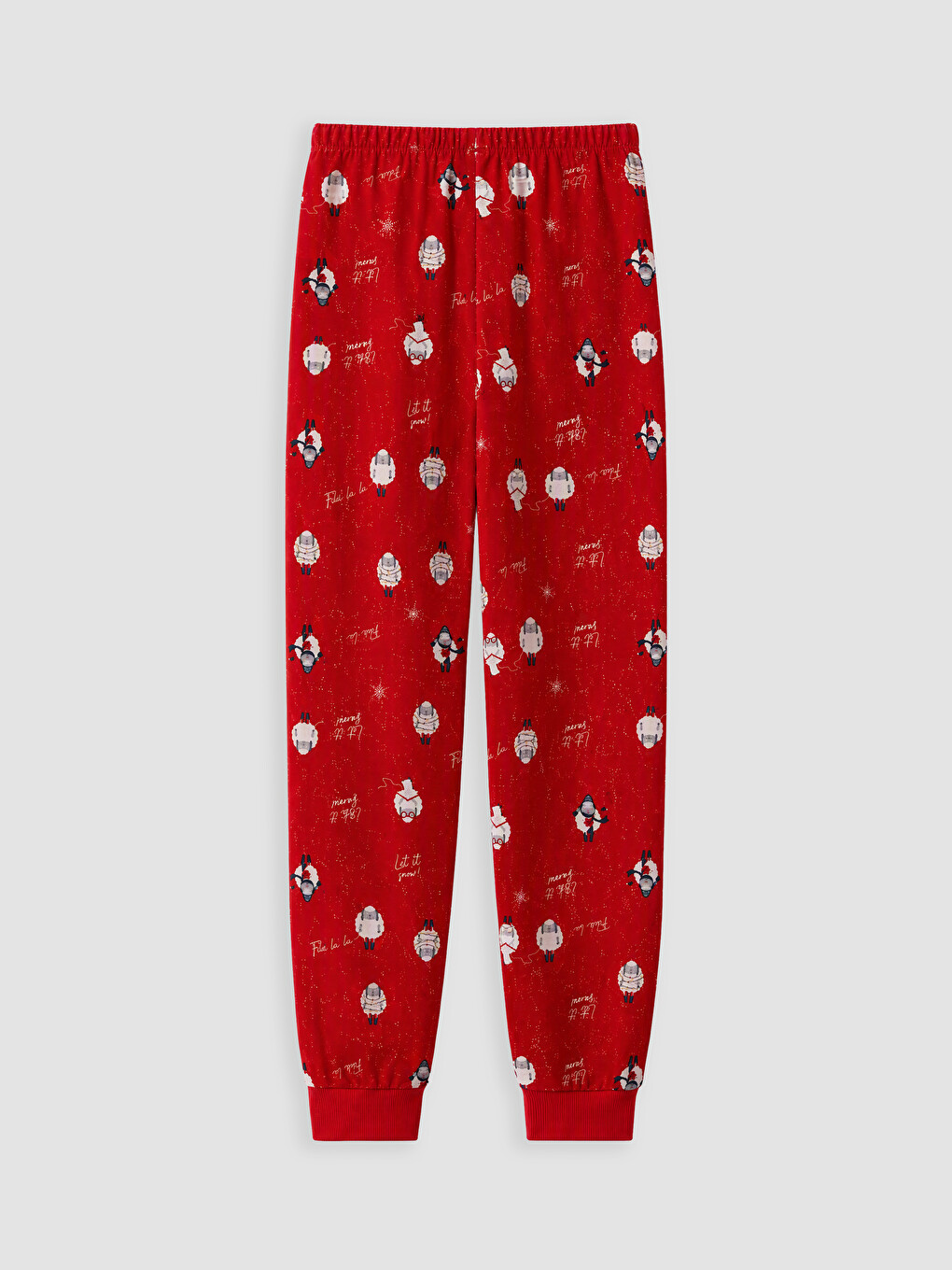 Kırmızı Yılbaşı Temalı Kadın Pijama Takım-4