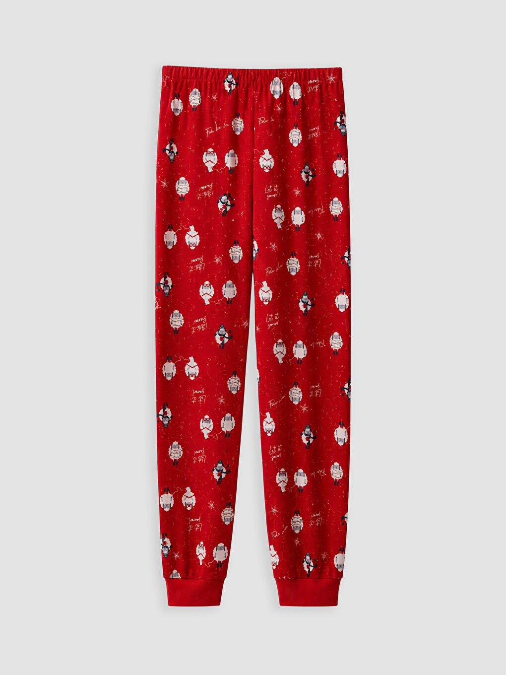 Kırmızı Yılbaşı Temalı Kadın Pijama Takım-6