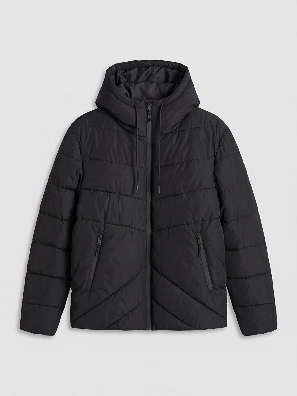 Siyah Regular Fit Kapüşonlu Erkek Şişme Mont-5