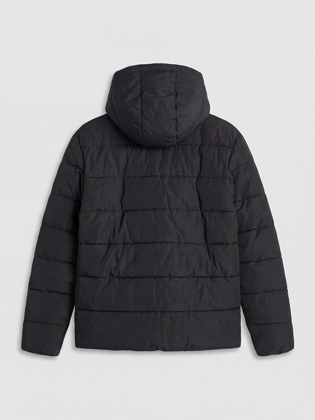 Siyah Regular Fit Kapüşonlu Erkek Şişme Mont-6
