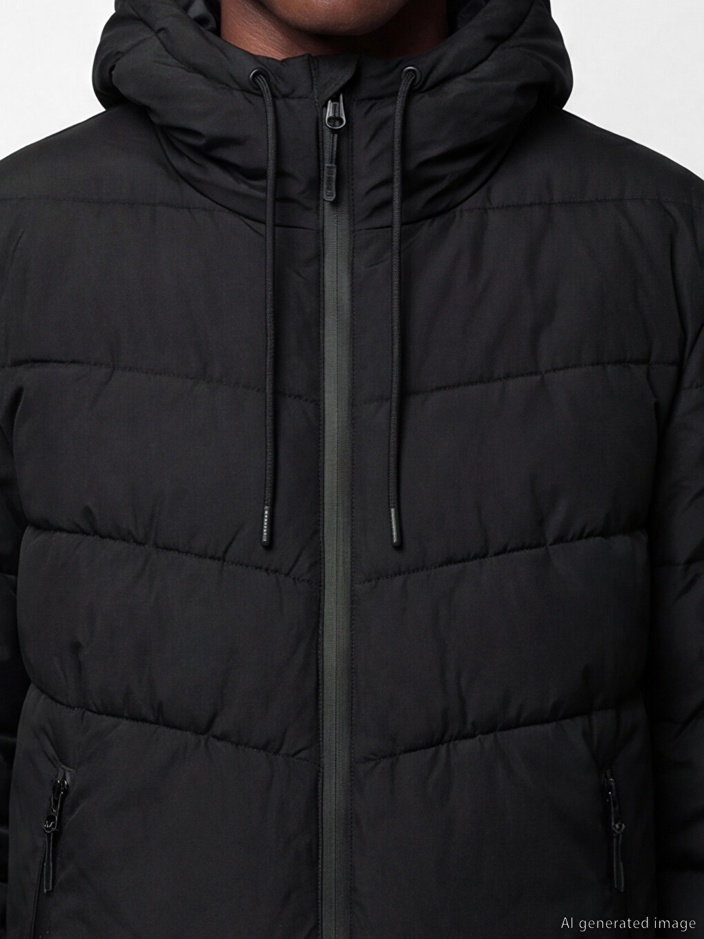 Siyah Regular Fit Kapüşonlu Erkek Şişme Mont-2