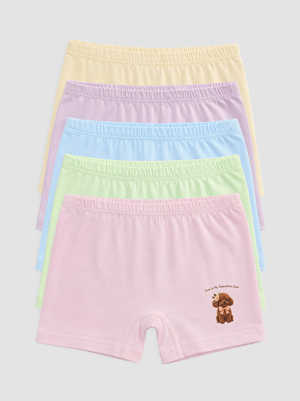 Lila Baskılı Kız Çocuk Boxer 5'li-7